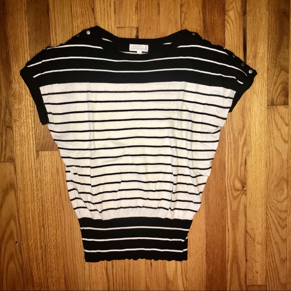 3/$20 Cap sleeve black and white striped sweater